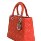 Christian Dior Orange Cannage Lambskin Leather Lady Dior Bag