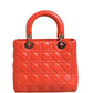 Christian Dior Orange Cannage Lambskin Leather Lady Dior Bag