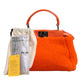 Fendi Orange Leather and Shearling Mini Peekaboo Top Handle Bag