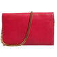 Saint Laurent Red Leather Monogram Wallet on Chain