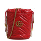 Gucci Red Chevron-quilted Calfskin Leather GG Marmont Bucket Bag