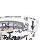 Dolce & Gabbana White Graffiti Print Gold Metal Buckle Belt