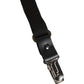 Dolce & Gabbana Black Cotton Leather Elastic Y-back Metal Clips Suspender