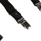 Dolce & Gabbana Black Cotton Leather Elastic Y-back Metal Clips Suspender