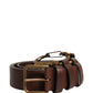 Dolce & Gabbana Brown Calfskin Leather Gold Metal Buckle Belt