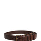 Dolce & Gabbana Brown Calfskin Leather Gold Metal Buckle Belt