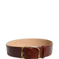 Dolce & Gabbana Brown Calfskin Leather Gold Metal Buckle Belt
