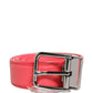 Dolce & Gabbana Pink Lambskin Leather Silver Metal Buckle Belt