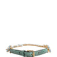 Dolce & Gabbana Green Leather Daisy Crystal Embellished Waist Belt