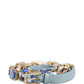 Dolce & Gabbana Blue Leather Crystal Chain Embellished Belt