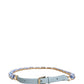 Dolce & Gabbana Blue Leather Crystal Chain Embellished Belt