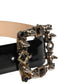 Dolce & Gabbana Black Leather Crystal Metal Buckle Belt