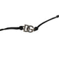 Dolce & Gabbana Black Polyester Cord Silver Tone DG Logo Charm Bracelet