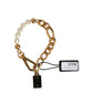 Dolce & Gabbana Gold Brass Pearl Embellished Chain Link Jewelry Bracelet