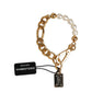 Dolce & Gabbana Gold Brass Pearl Embellished Chain Link Jewelry Bracelet