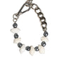 Dolce & Gabbana Silver Tone Brass Beaded Shell DG Logo Pendant Bracelet