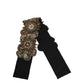 Dolce & Gabbana Black Gold Tone Crystal Brass Flower Brooches Belt