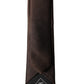 Dolce & Gabbana Brown Solid 100% Silk Adjustable Men Tied Necktie Tie