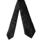 Dolce & Gabbana Black Paisley Woven Silk Adjustable Women Necktie Tie