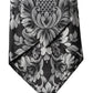 Dolce & Gabbana Black Silver Floral Silk Adjustable Women Necktie Tie