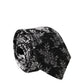 Dolce & Gabbana Black White Floral Silk Adjustable Men Tied Necktie Tie