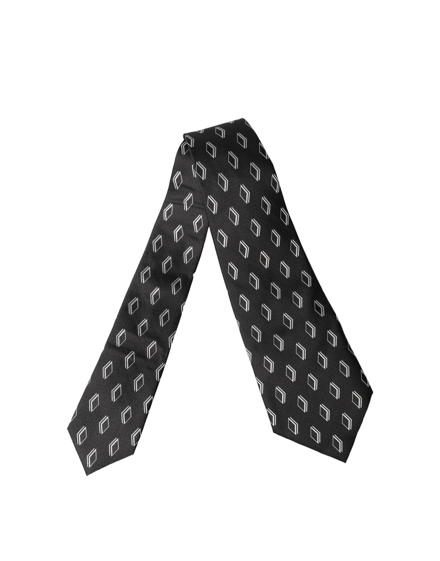 Dolce & Gabbana Black Patterned Silk Adjustable Women Tied Necktie Tie