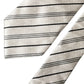 Dolce & Gabbana White Black Stripes Silk Adjustable Women Necktie Tie