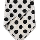 Dolce & Gabbana White Black Polka Dot Silk Adjustable Women Necktie Tie