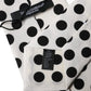 Dolce & Gabbana White Black Polka Dot Silk Adjustable Women Necktie Tie