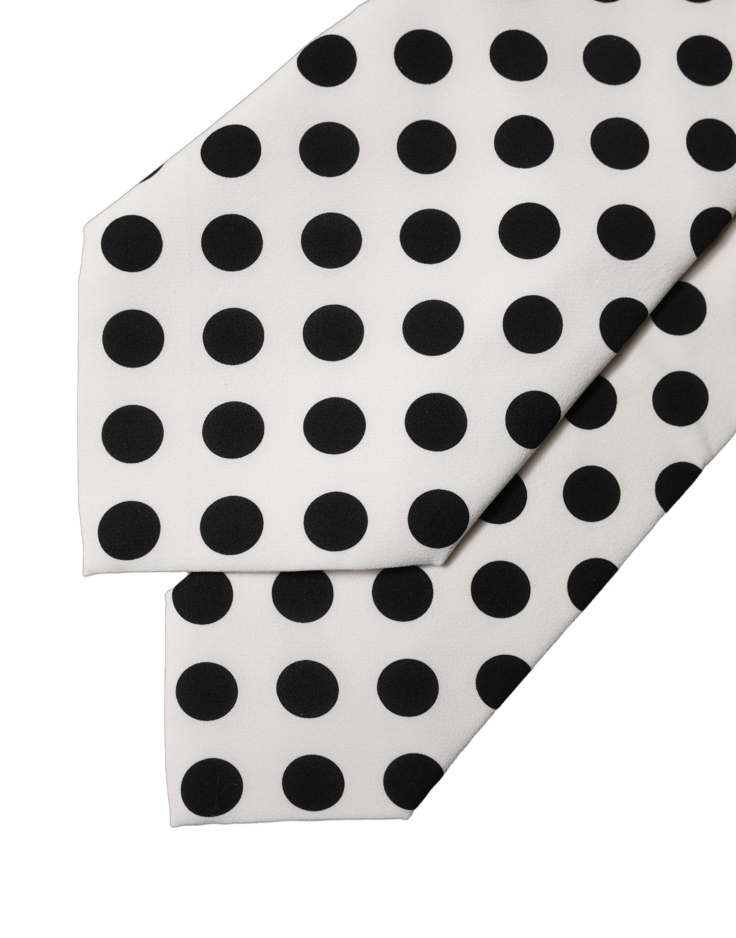 Dolce & Gabbana White Black Polka Dot Silk Adjustable Women Necktie Tie