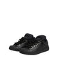 Dolce & Gabbana Black Leather Low Top Portofino Sneakers Shoes