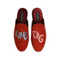 Dolce & Gabbana Red Suede DG King Men House Slipper Shoes