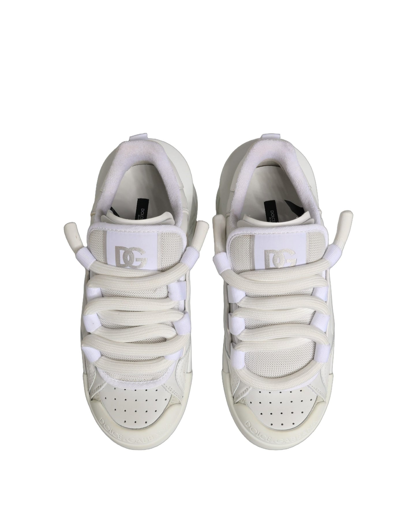 Dolce & Gabbana White Calfskin Leather Low Top Sneakers Shoes