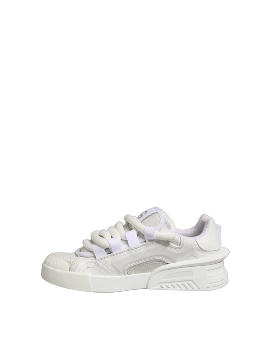 Dolce & Gabbana White Calfskin Leather Low Top Sneakers Shoes