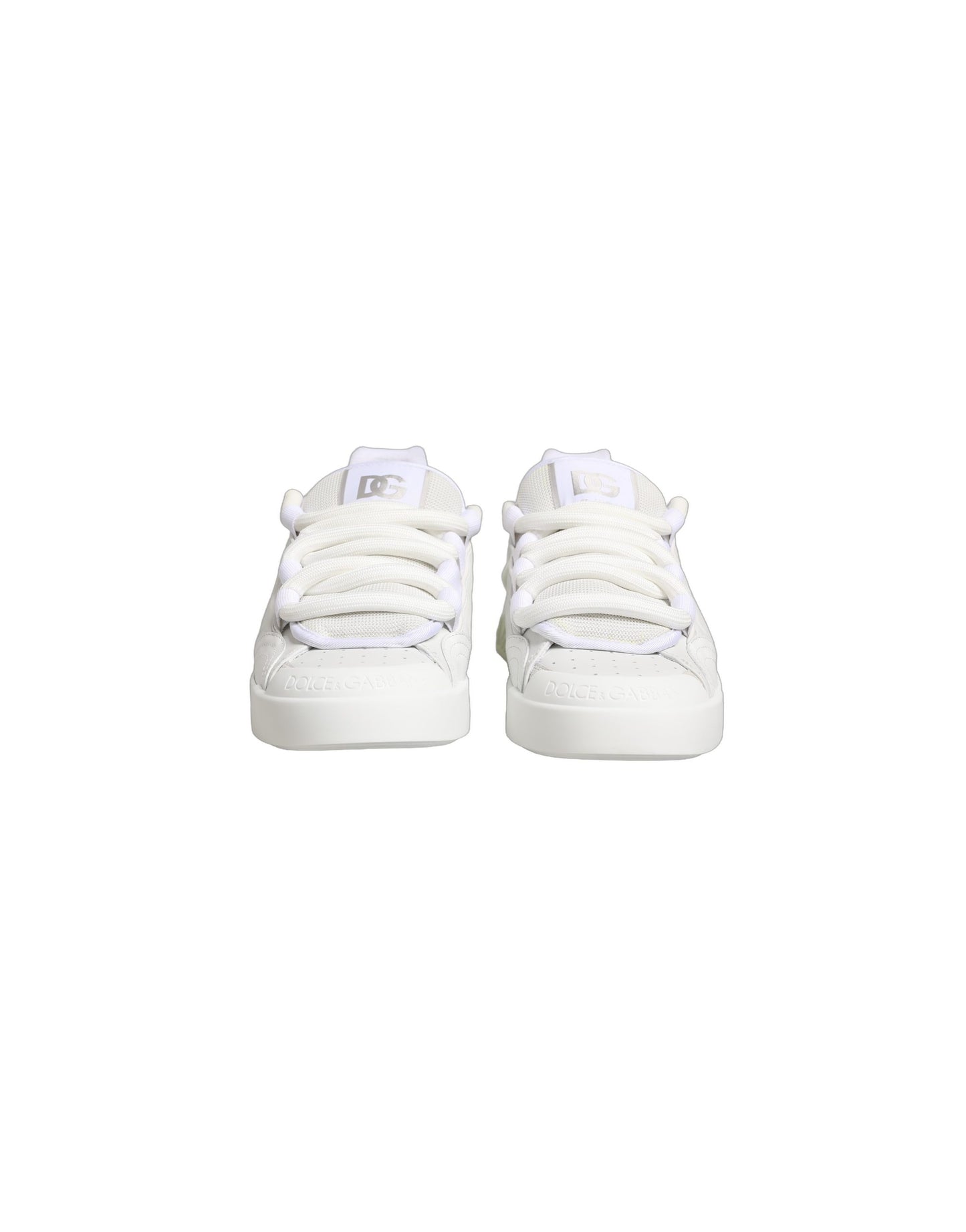 Dolce & Gabbana White Calfskin Leather Low Top Sneakers Shoes
