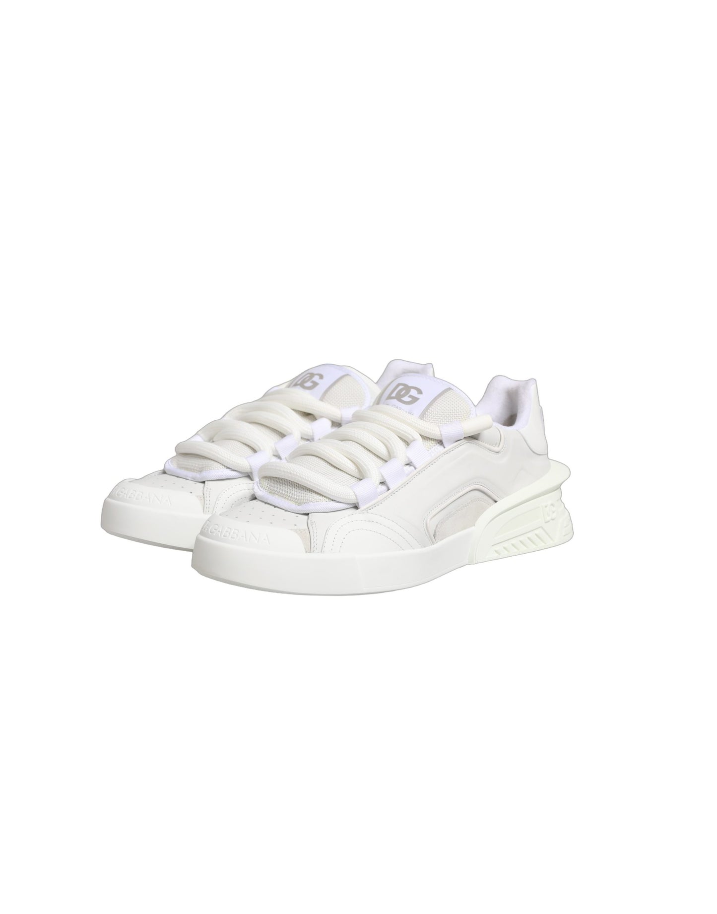 Dolce & Gabbana White Calfskin Leather Low Top Sneakers Shoes