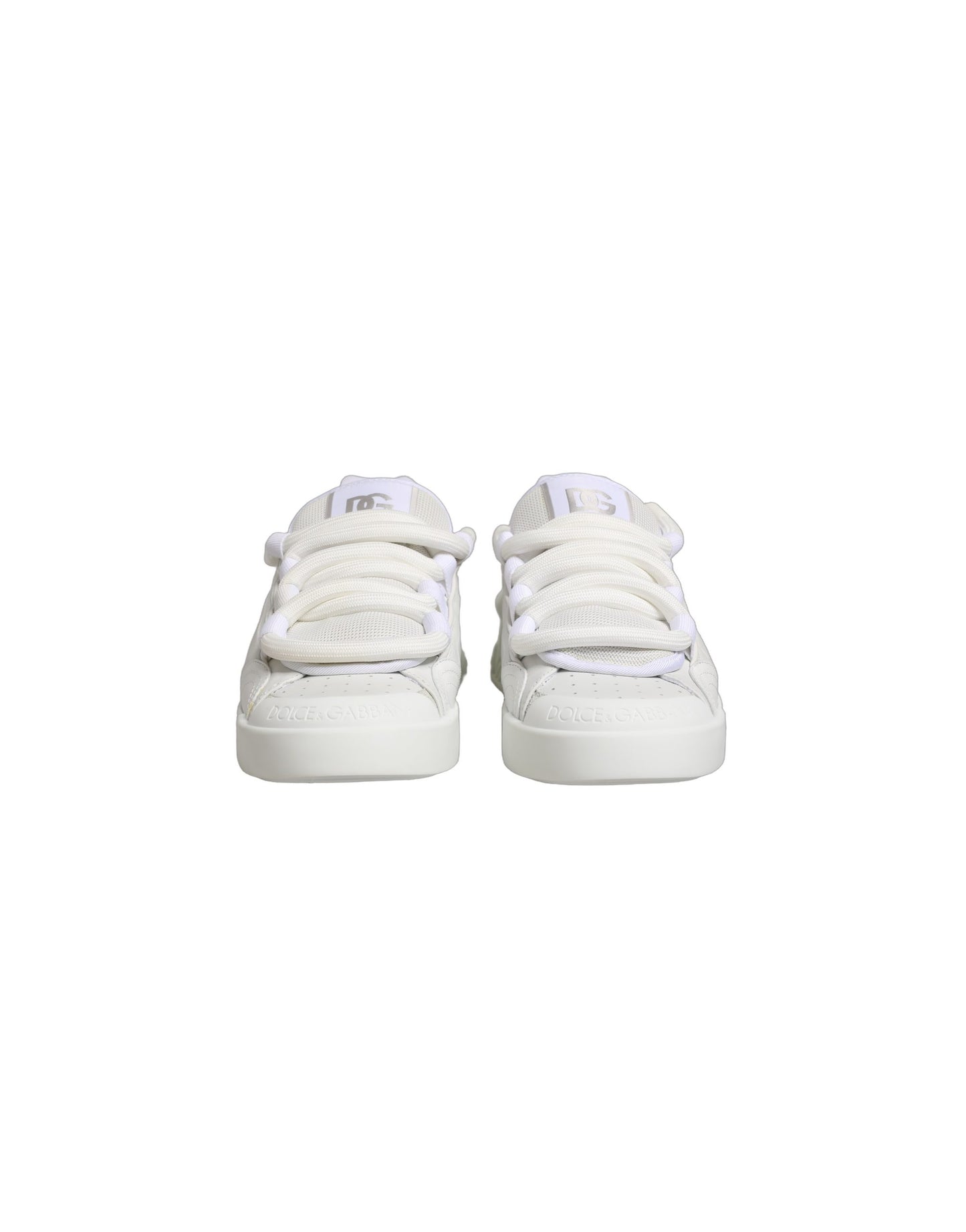 Dolce & Gabbana White Calfskin Leather Low Top Sneakers Shoes