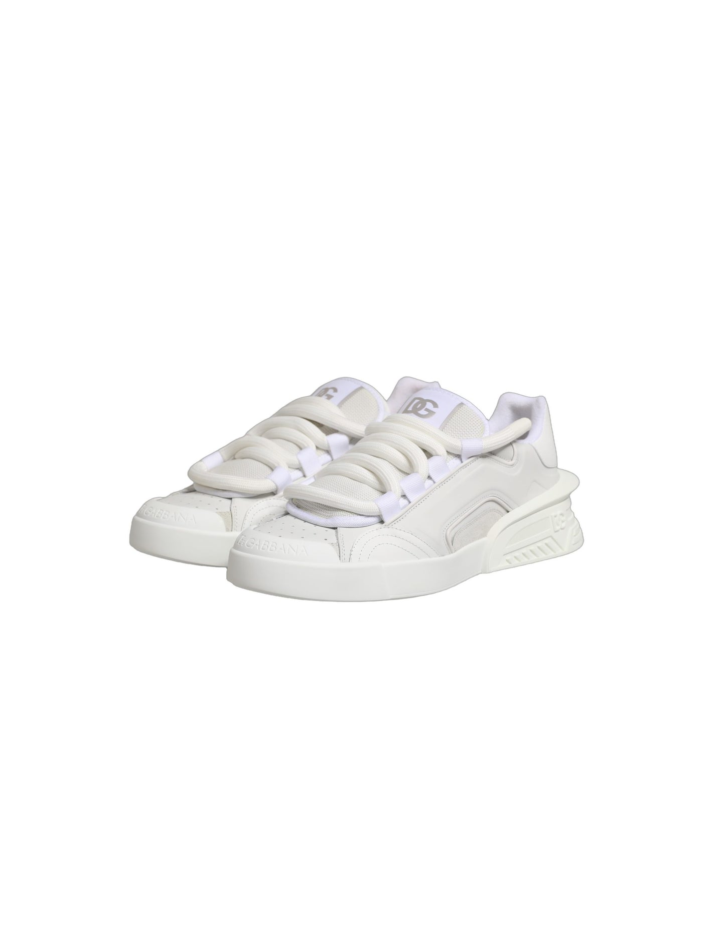 Dolce & Gabbana White Calfskin Leather Low Top Sneakers Shoes