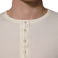 Dolce & Gabbana White Long Sleeves Henley Pullover Sweater