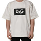 Dolce & Gabbana White Logo Print Cotton Crew Neck Men T-shirt