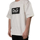 Dolce & Gabbana White Logo Print Cotton Crew Neck Men T-shirt