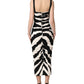 Dolce & Gabbana Black White Zebra Cady Calf Length Dress