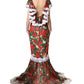 Dolce & Gabbana Multicolor Geranium Flower Lace Maxi Dress