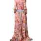 Dolce & Gabbana Light Pink Bread Print Pleated Maxi Dress