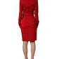 Dolce & Gabbana Red Cut Out Bodycon Long Sleeves Sheath Glove Dress