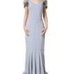 Dolce & Gabbana Light Blue Hydrangea Embellished Cap Sleeve Dress
