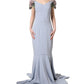 Dolce & Gabbana Light Blue Hydrangea Embellished Cap Sleeve Dress