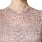 Dolce & Gabbana Pink Lace Long Sleeves Evening Gown Dress