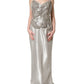Dolce & Gabbana Silver Crystal Embellished EveningGown Dress