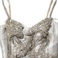 Dolce & Gabbana Silver Crystal Embellished EveningGown Dress
